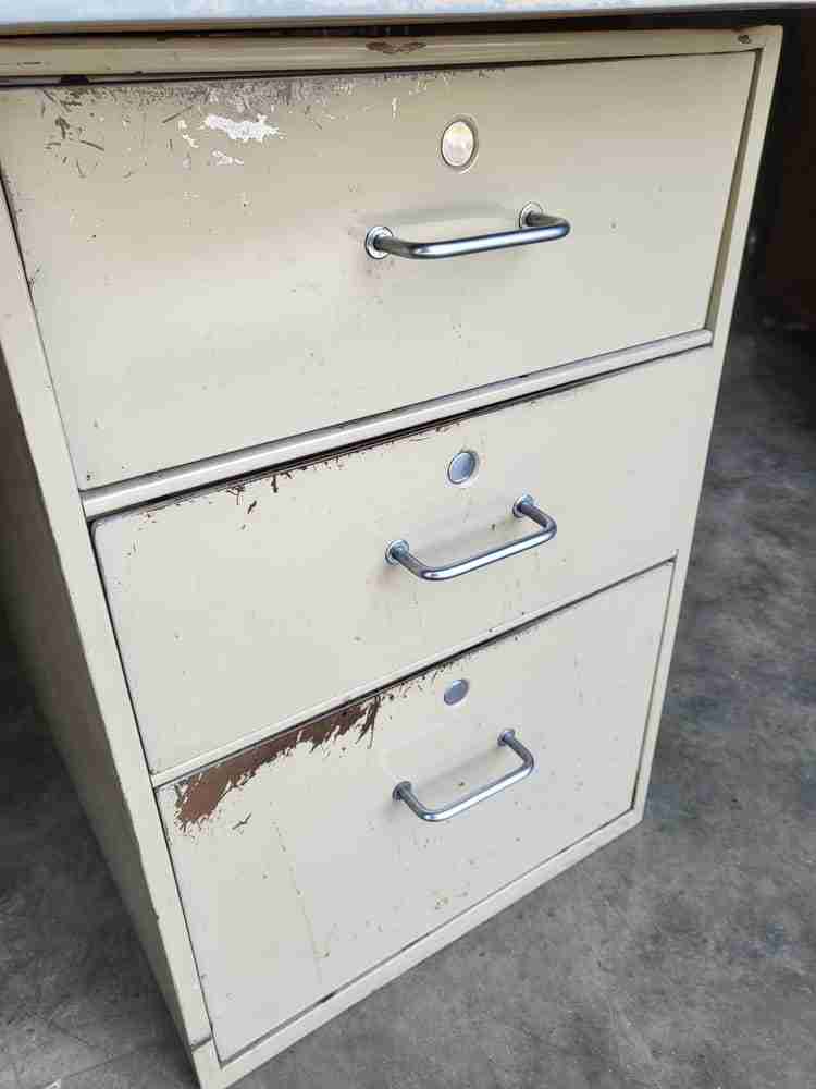 Vintage retro industrial metal pedestal desk 6 drawers partners office home