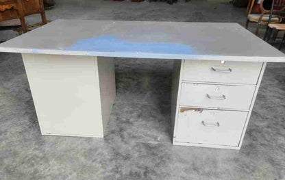 Vintage retro industrial metal pedestal desk 6 drawers partners office home