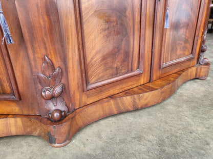Antique serpentine marble top 4 door sideboard chiffonier