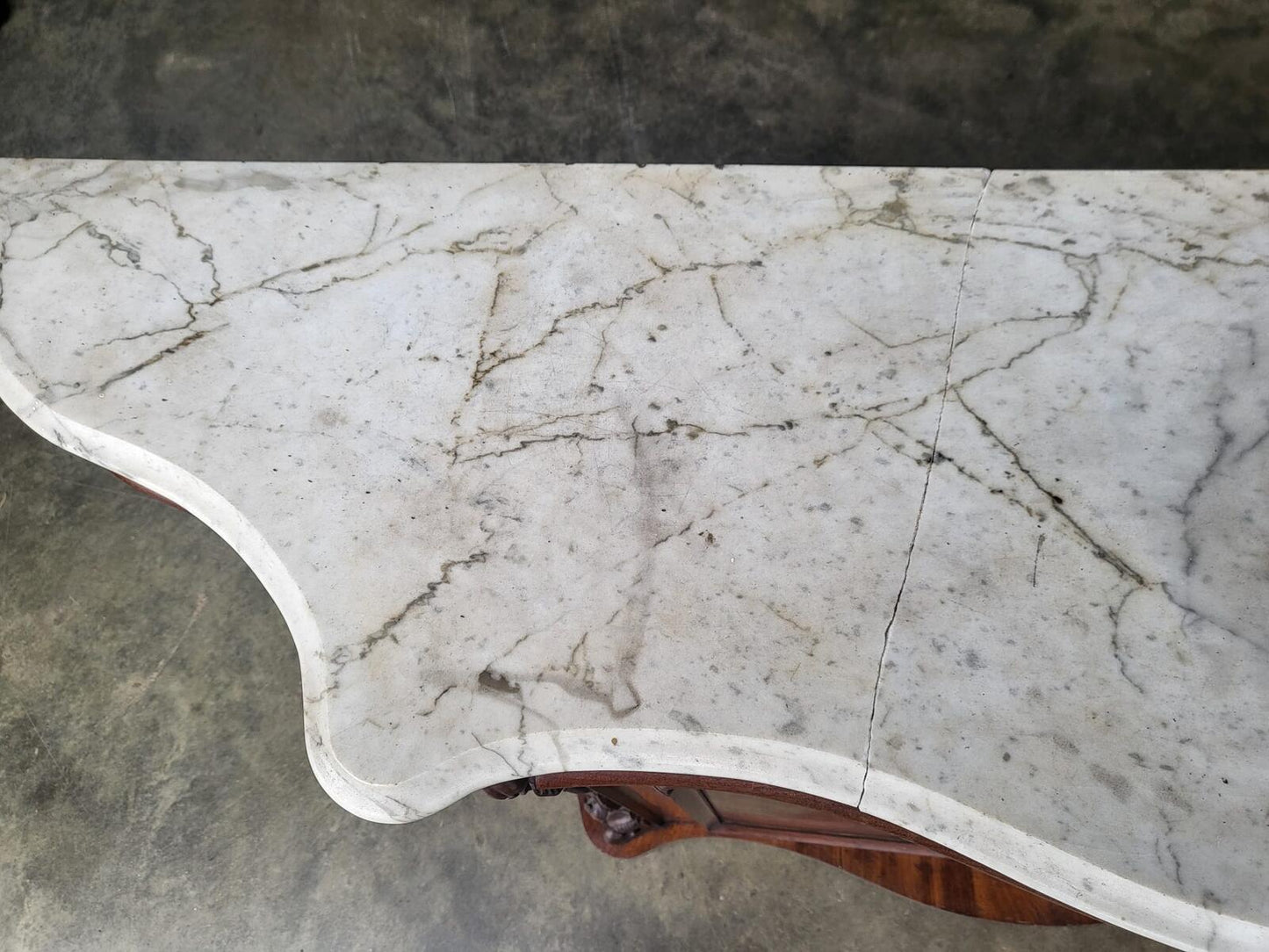 Antique serpentine marble top 4 door sideboard chiffonier