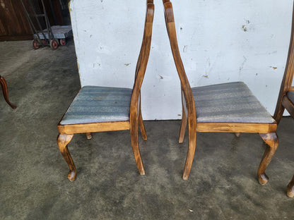 Six antique repro high back dining chairs cabriole legs carvers