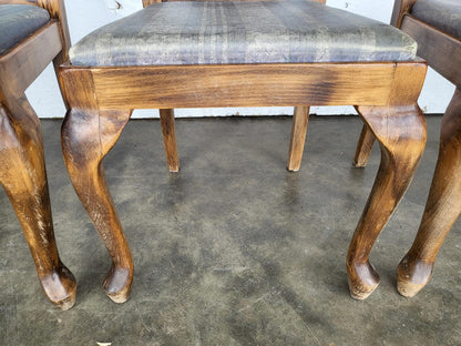 Six antique repro high back dining chairs cabriole legs carvers