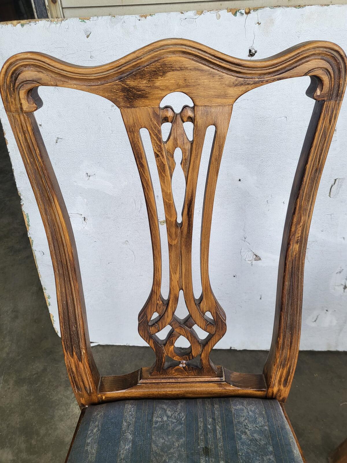 Six antique repro high back dining chairs cabriole legs carvers