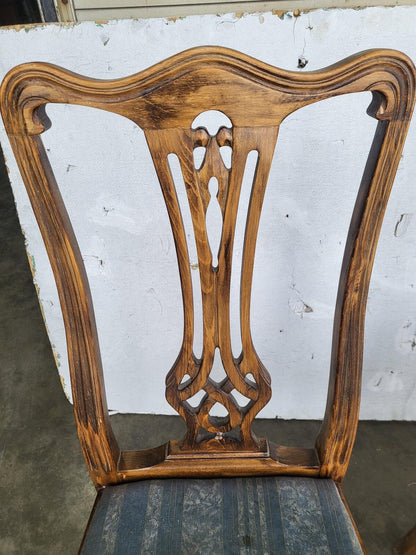Six antique repro high back dining chairs cabriole legs carvers