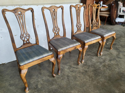 Six antique repro high back dining chairs cabriole legs carvers