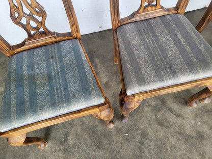 Six antique repro high back dining chairs cabriole legs carvers