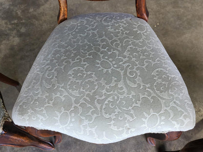 Six mix antique Edwardian balloon back dining chairs cabriole legs