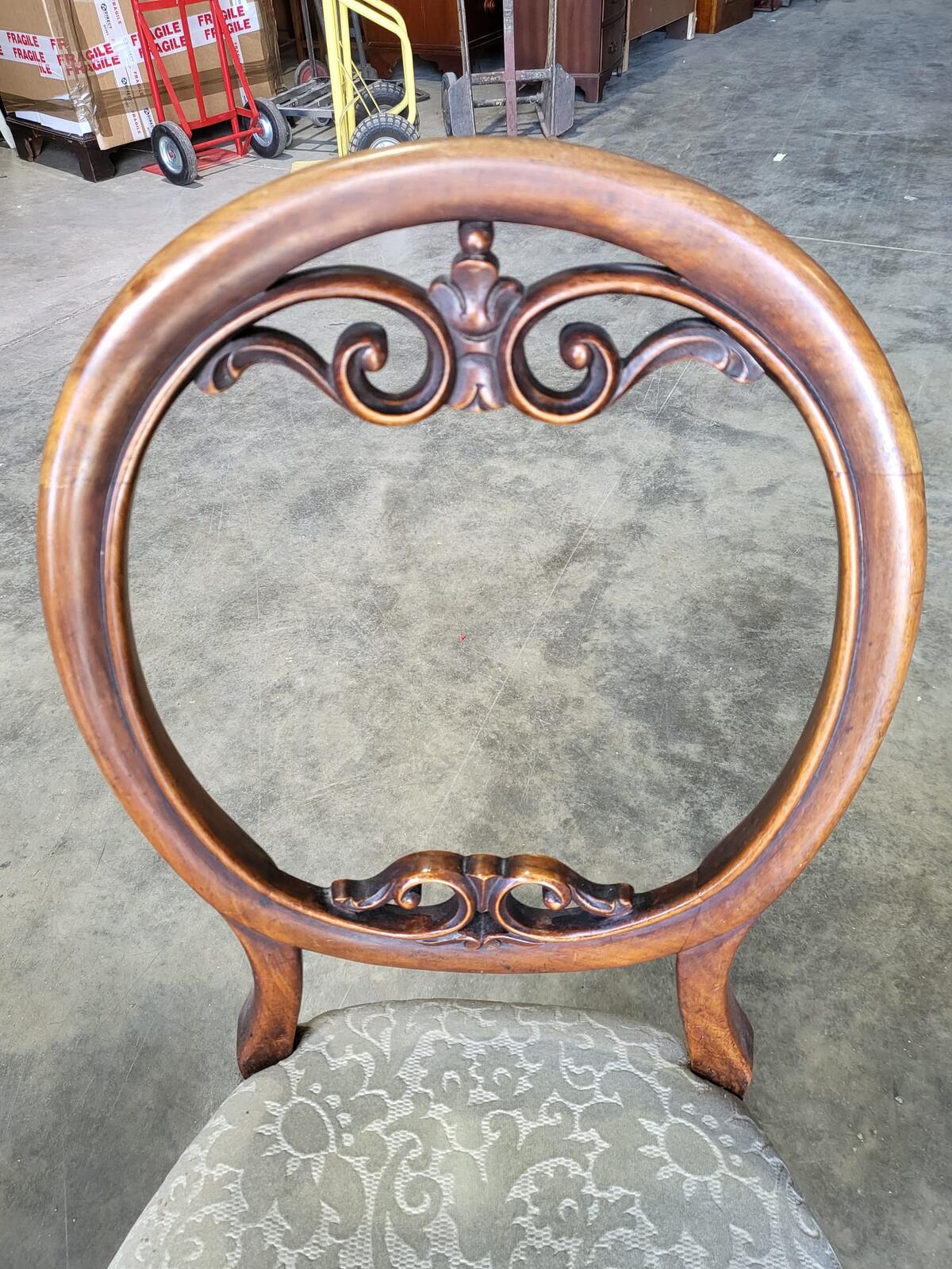 Six mix antique Edwardian balloon back dining chairs cabriole legs