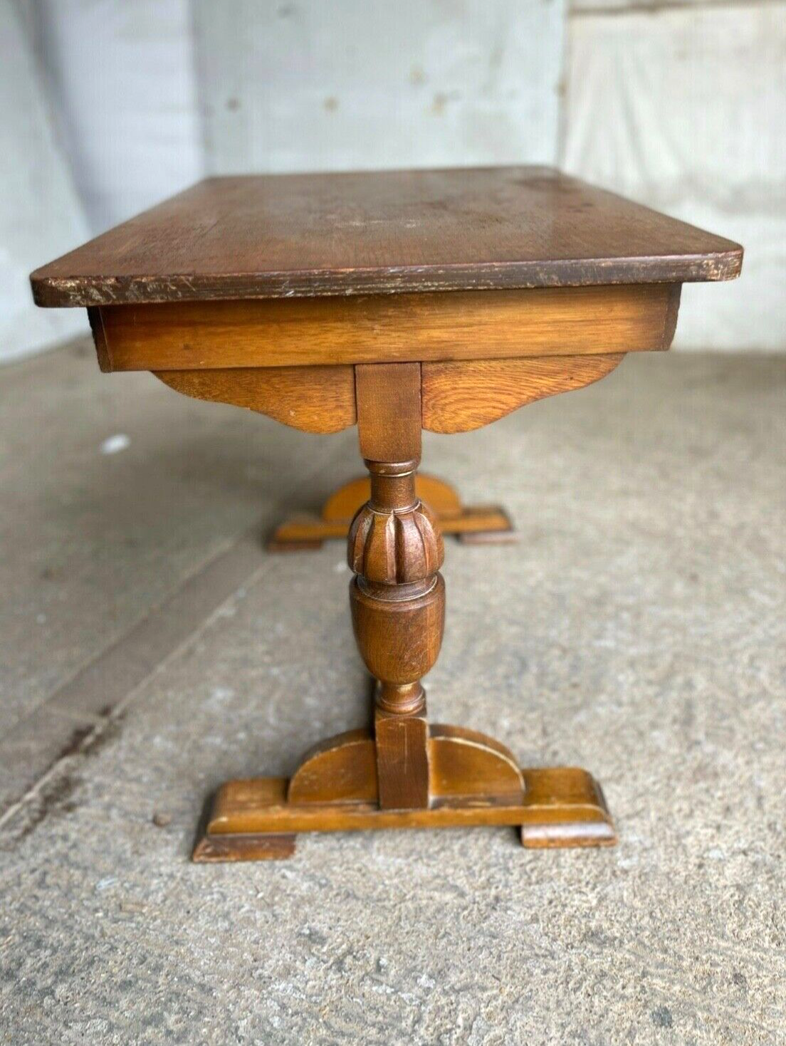 Small 20thC Brown Coffee Table Side Table Acorn Legs