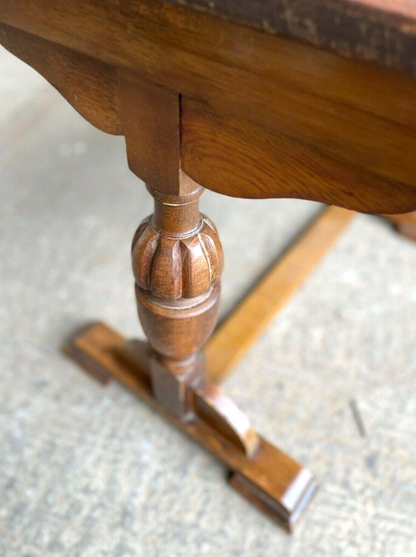 Small 20thC Brown Coffee Table Side Table Acorn Legs