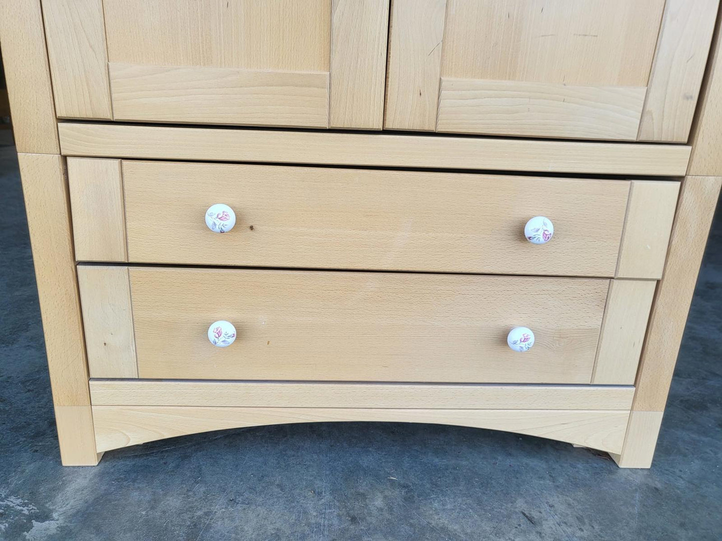 Small dome topped beech wardrobe drawers hanging