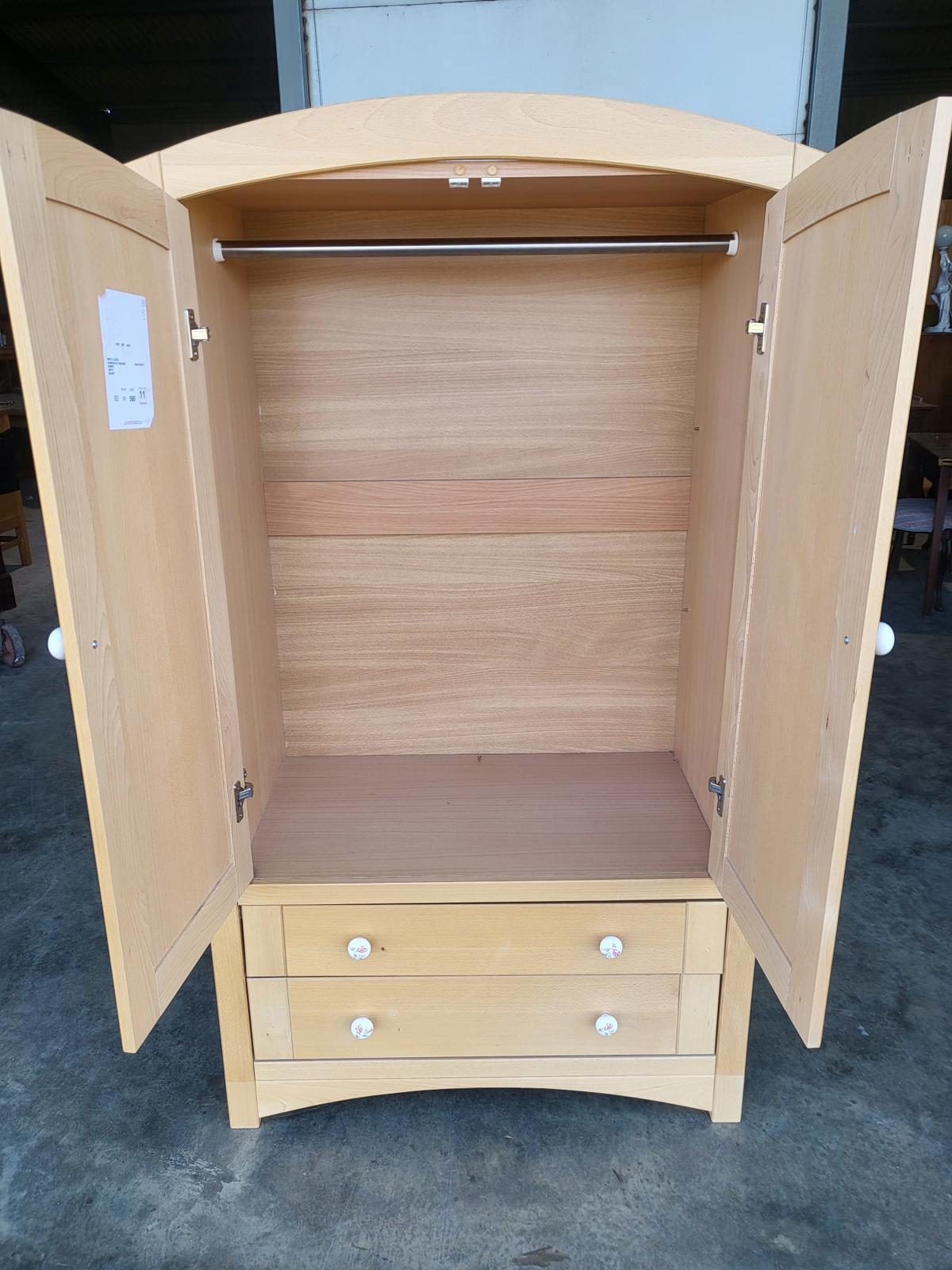 Small dome topped beech wardrobe drawers hanging