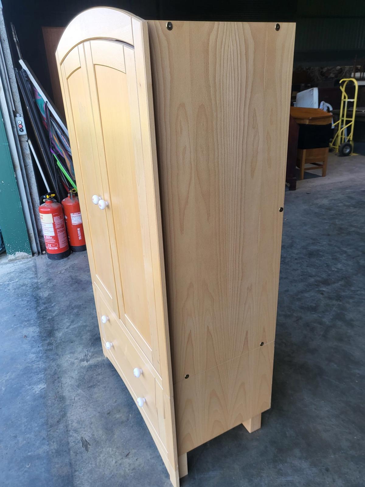 Small dome topped beech wardrobe drawers hanging