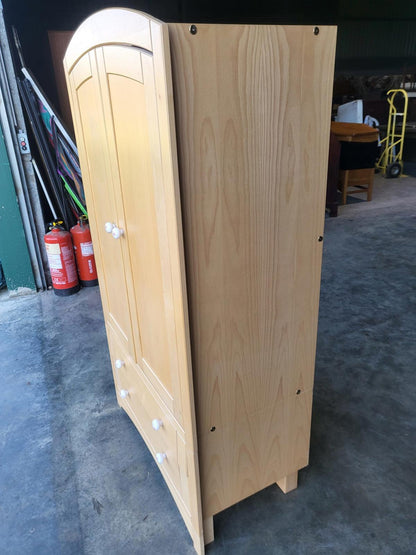 Small dome topped beech wardrobe drawers hanging