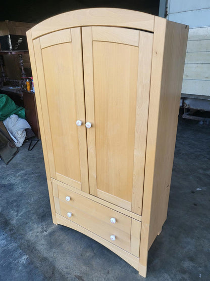 Small dome topped beech wardrobe drawers hanging
