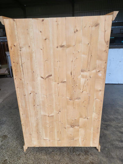 Small pine panelled 2x door wardrobe bedroom