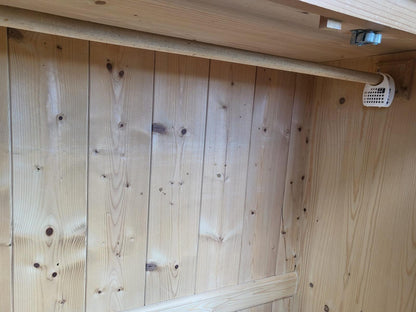 Small pine panelled 2x door wardrobe bedroom