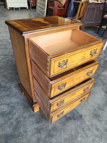 Small antique repro Yew side end chest of drawers