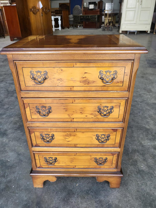 Small antique repro Yew side end chest of drawers