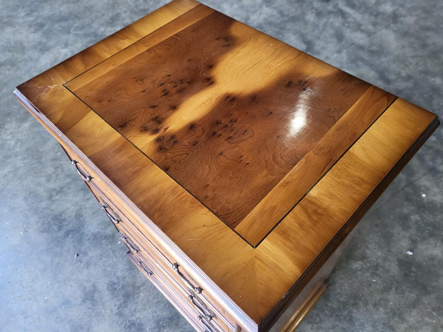 Small antique repro Yew side end chest of drawers
