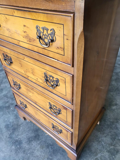 Small antique repro Yew side end chest of drawers