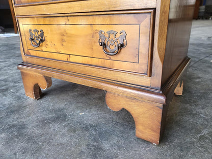 Small antique repro Yew side end chest of drawers