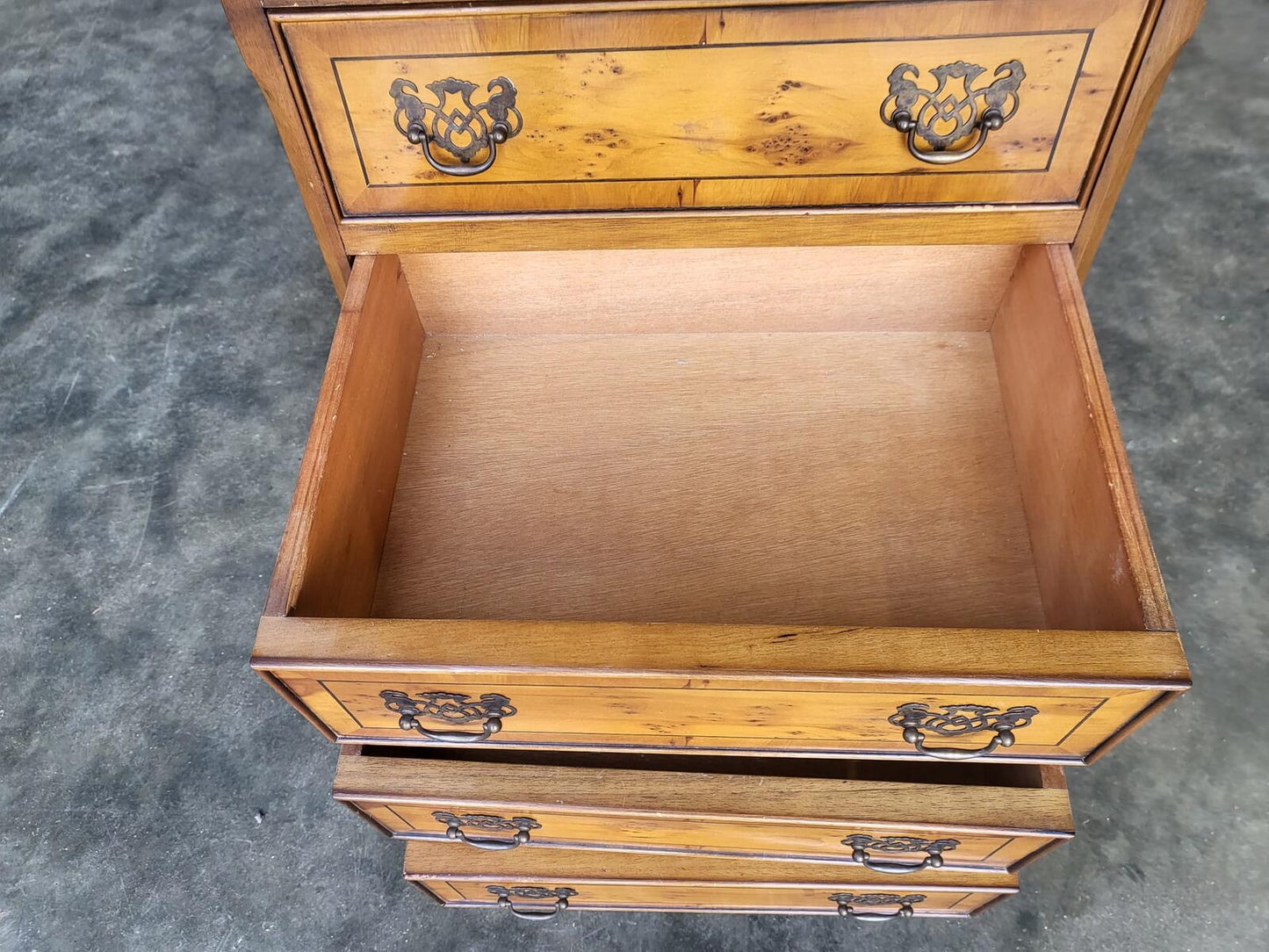 Small antique repro Yew side end chest of drawers