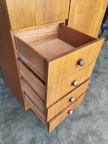 Small vintage wardrobe drawers shelves mirror cupboard