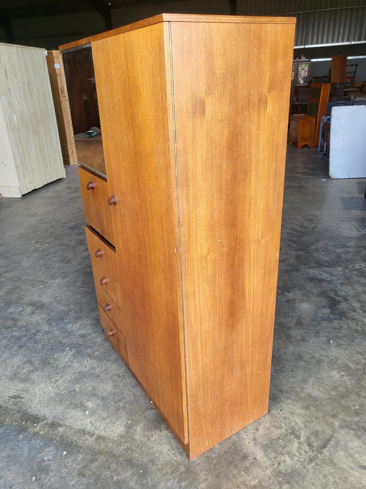 Small vintage wardrobe drawers shelves mirror cupboard