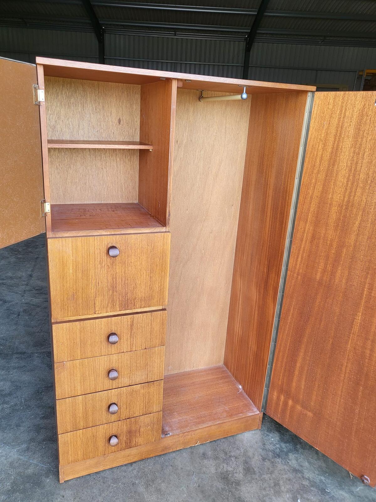 Small vintage wardrobe drawers shelves mirror cupboard