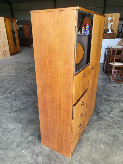 Small vintage wardrobe drawers shelves mirror cupboard