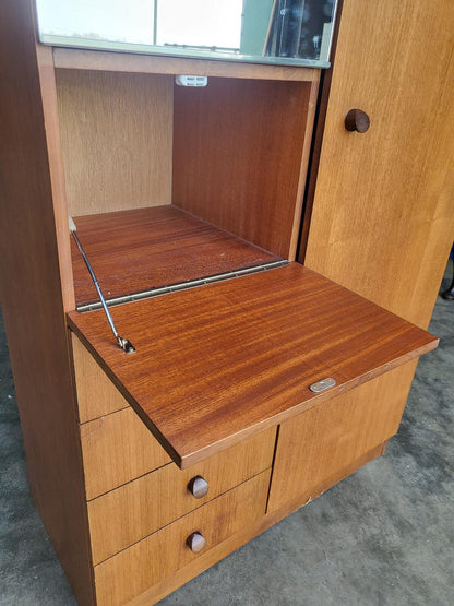 Small vintage wardrobe drawers shelves mirror cupboard