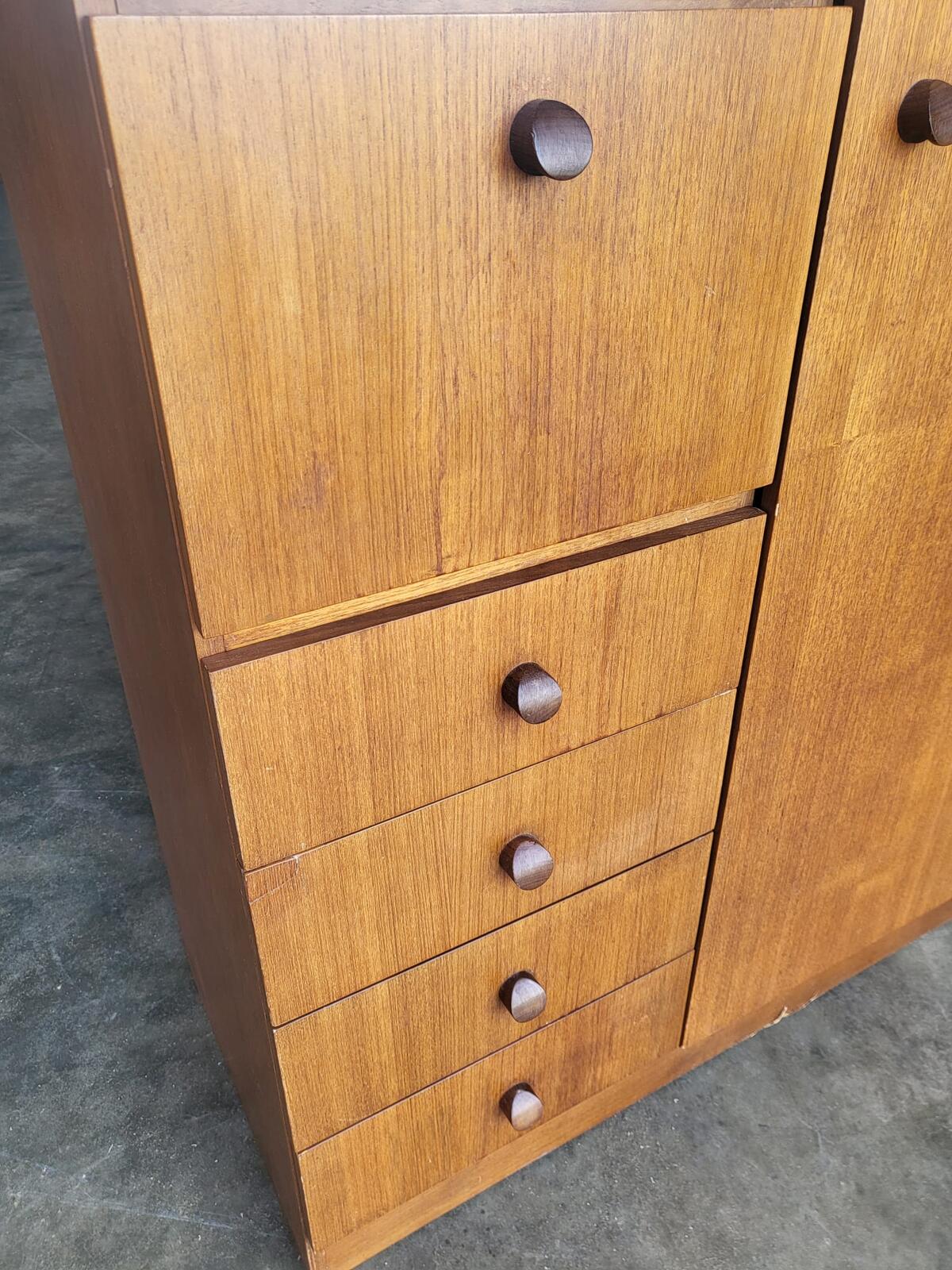 Small vintage wardrobe drawers shelves mirror cupboard