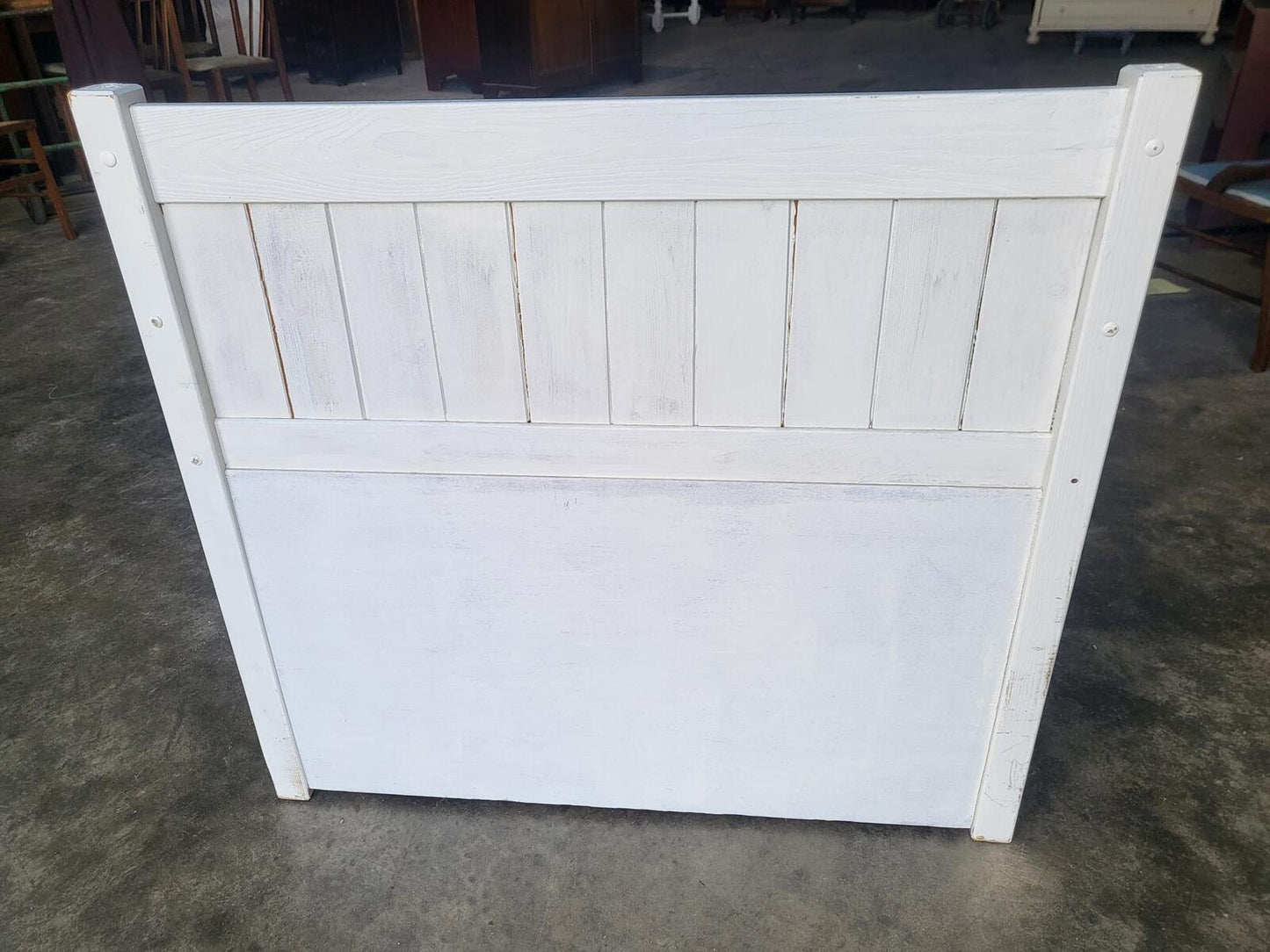 Small white high back storage bench hall seat