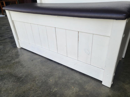 Small white high back storage bench hall seat