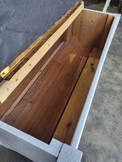 Small white high back storage bench hall seat