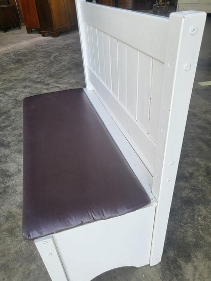 Small white high back storage bench hall seat