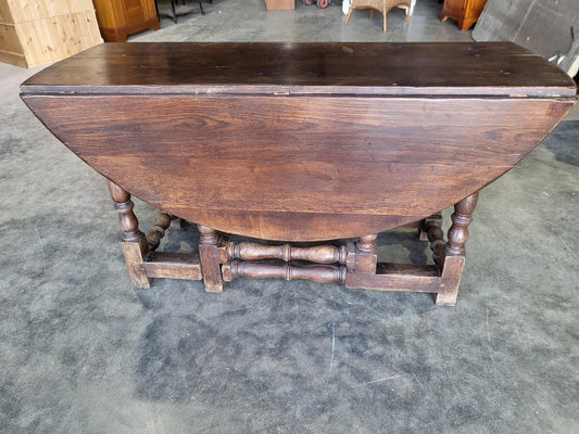 Antique solid oak gate leg drop leaf kitchen dining table seat 6