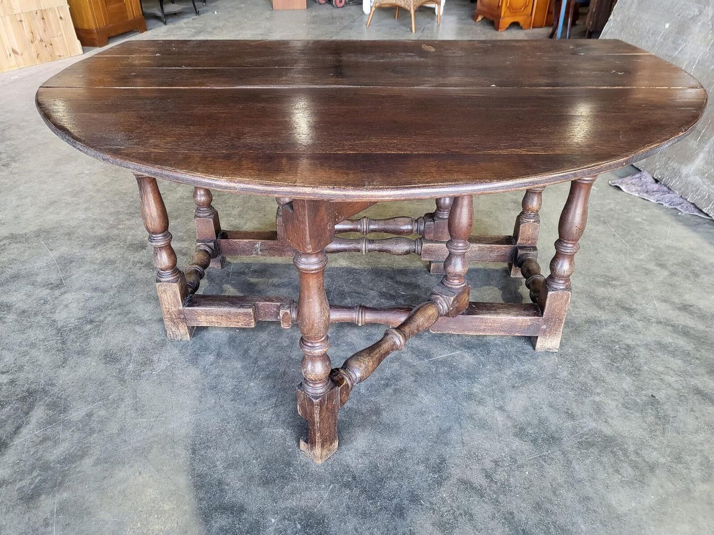 Antique solid oak gate leg drop leaf kitchen dining table seat 6