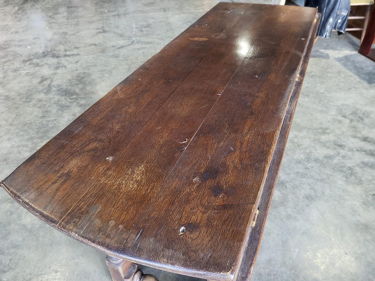 Antique solid oak gate leg drop leaf kitchen dining table seat 6