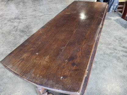 Antique solid oak gate leg drop leaf kitchen dining table seat 6
