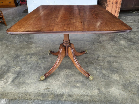 Antique solid mahogany square pedestal dining table seat 4