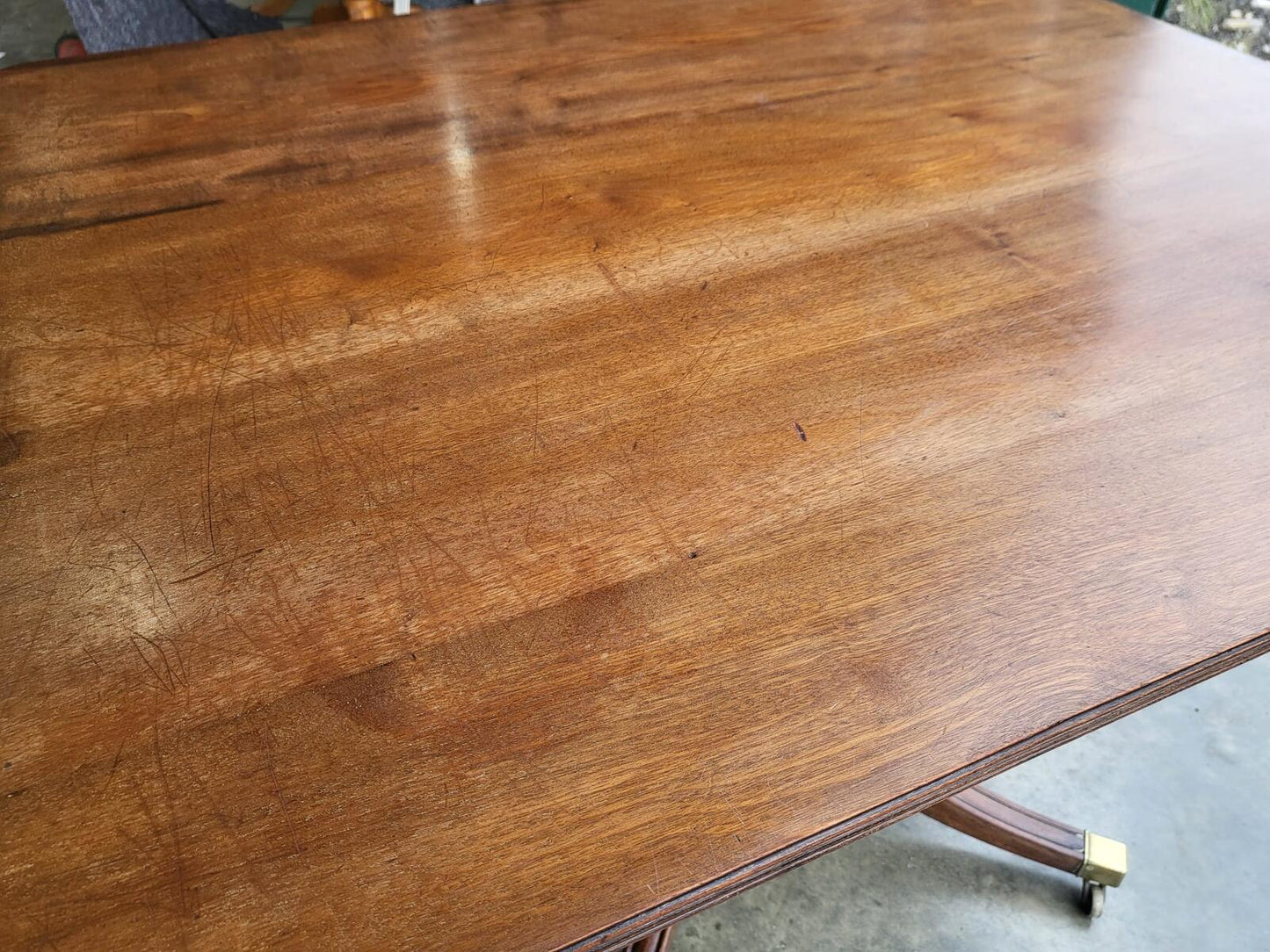 Antique solid mahogany square pedestal dining table seat 4