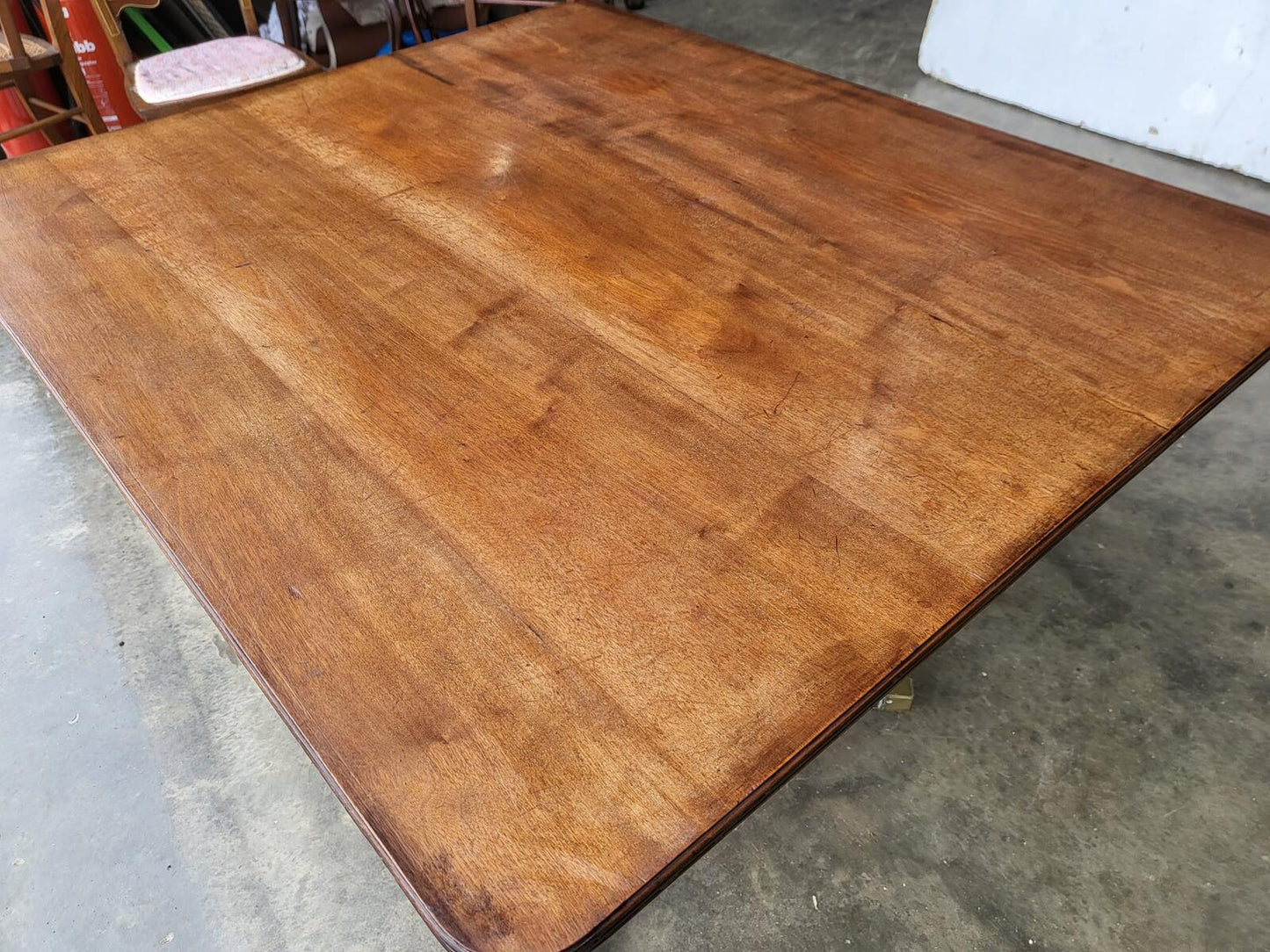 Antique solid mahogany square pedestal dining table seat 4
