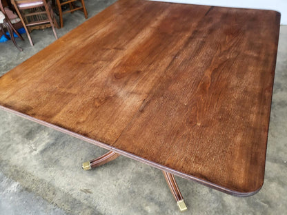Antique solid mahogany square pedestal dining table seat 4