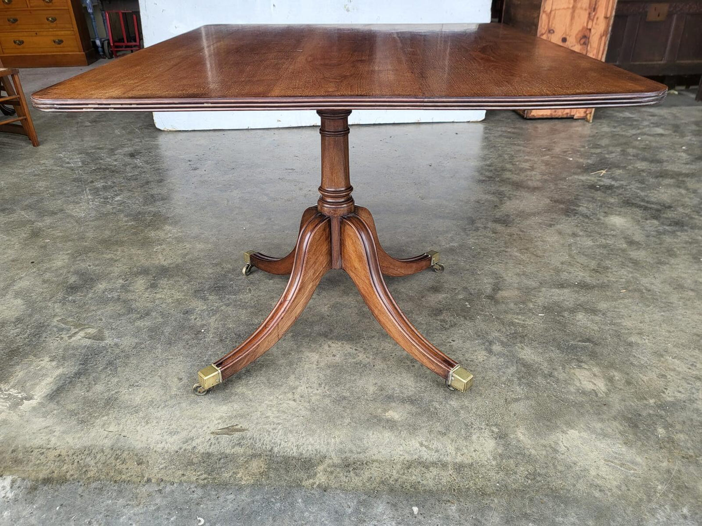 Antique solid mahogany square pedestal dining table seat 4