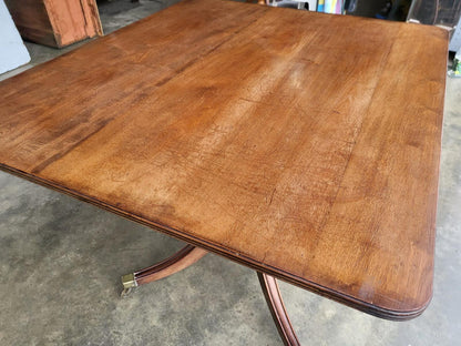 Antique solid mahogany square pedestal dining table seat 4