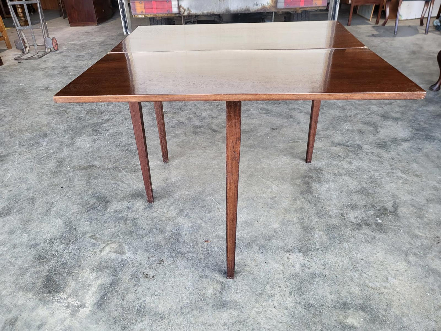 Antique square fold over dining work table desk seat 4