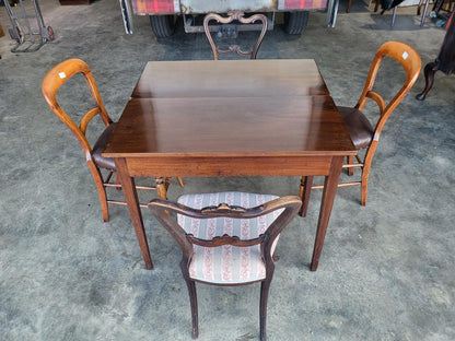 Antique square fold over dining work table desk seat 4