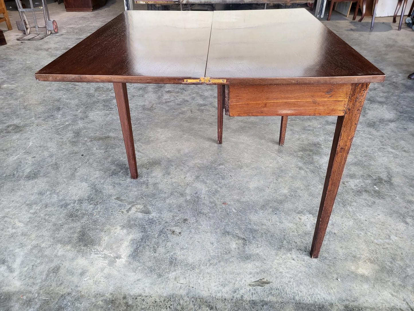 Antique square fold over dining work table desk seat 4